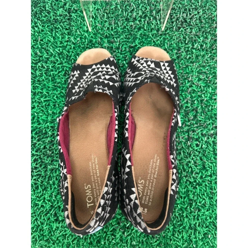 TOMS Tribal Cork Wedge‎ Sandals Peep Toe Size 8.5 Boho
